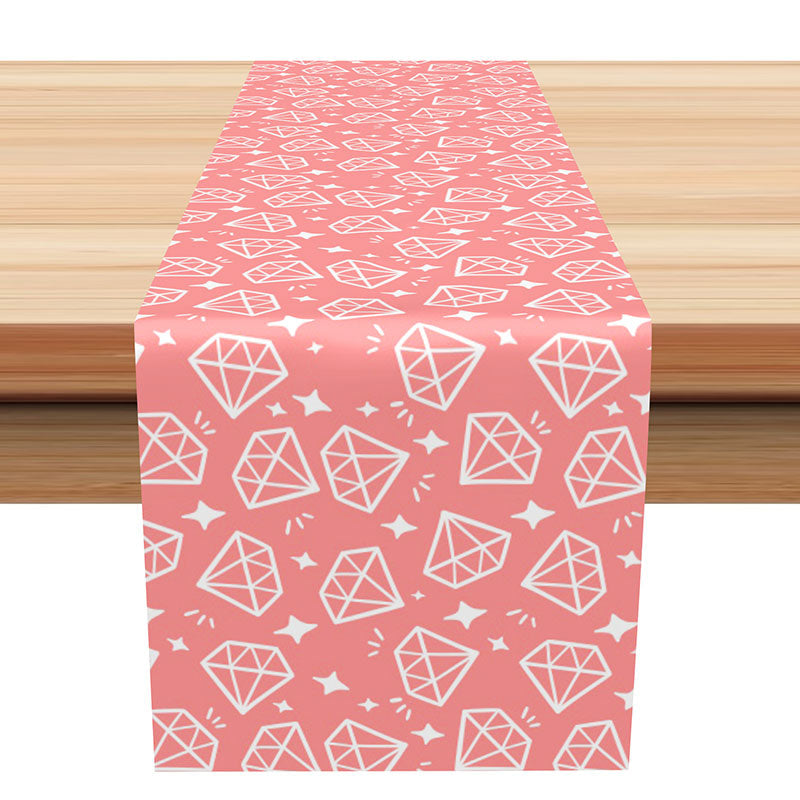 Aperturee - Pink White Diamonds Repeat Decoration Table Runner