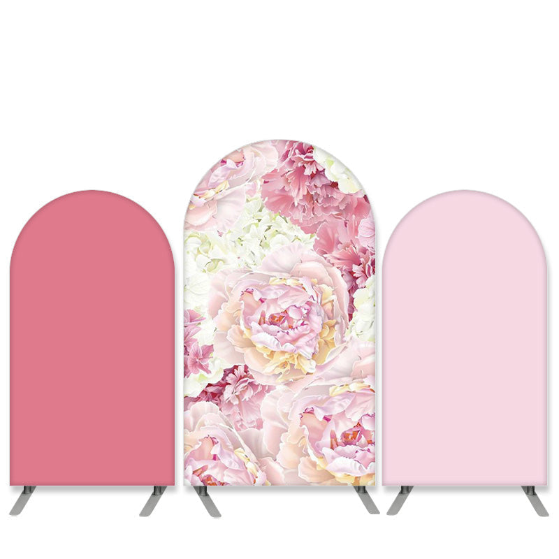 Aperturee Pink White Floral Theme Wedding Party Arch Backdrop Kit