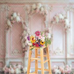 Aperturee - Pink White Luxury Wall Floral Wedding Photo Backdrop