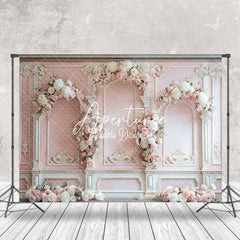 Aperturee - Pink White Luxury Wall Floral Wedding Photo Backdrop