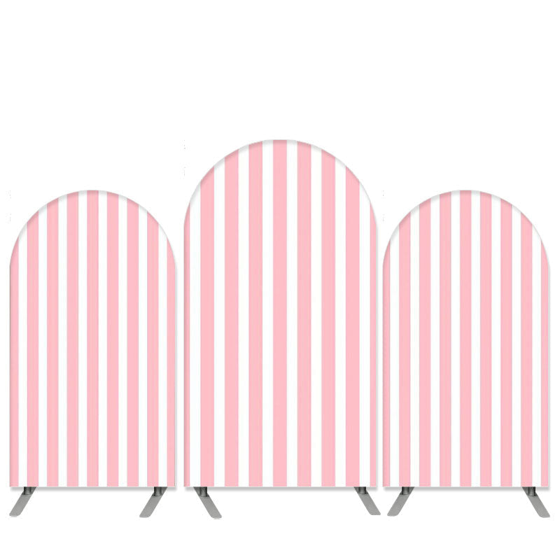 Aperturee Pink With White Stripes Girls Birthday Arch Backdrop Kit Banner