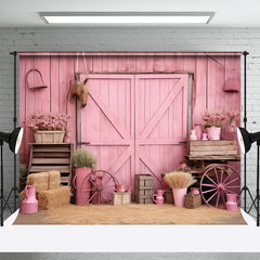 Aperturee - Pink Wooden Wall Horse Cowgirl Birthday Backdrop