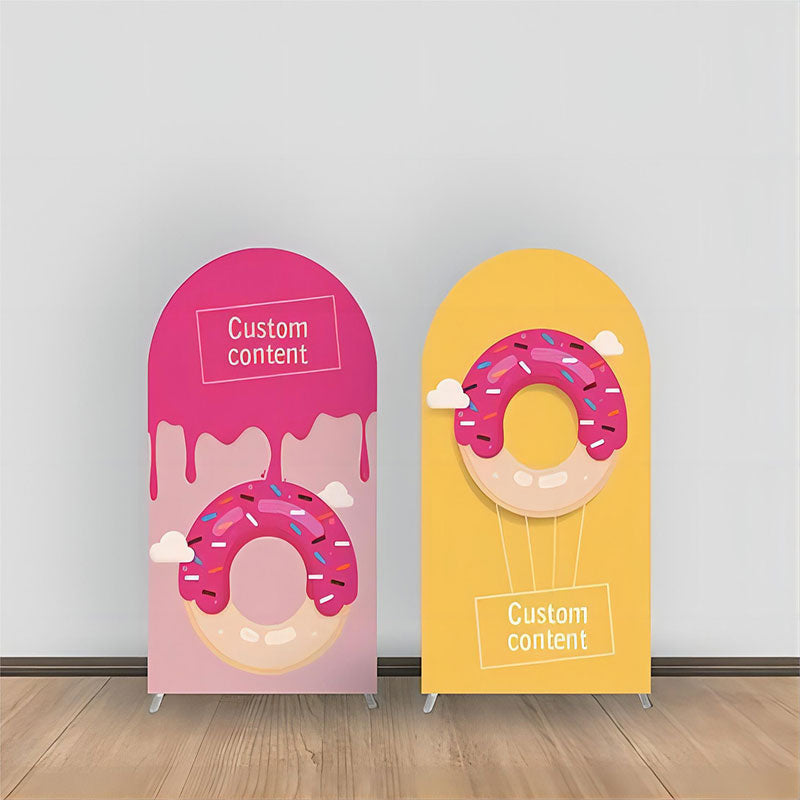 Aperturee - Pink Yellow Donut Cream Cloud Custom Arch Backdrop