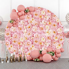 Aperturee - Pink Yellow Floral Petals Round Wedding Backdrop