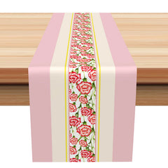 Aperturee - Pink Yellow Red Rose Valentines Day Table Runner