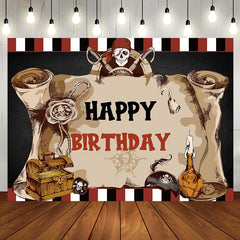 Aperturee - Pirate Captain Skull Treasure Map Birthday Backdrop