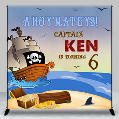 Aperturee - Pirate Treasure Custom Name 6th Birthday Backdrop