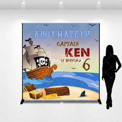 Aperturee - Pirate Treasure Custom Name 6th Birthday Backdrop