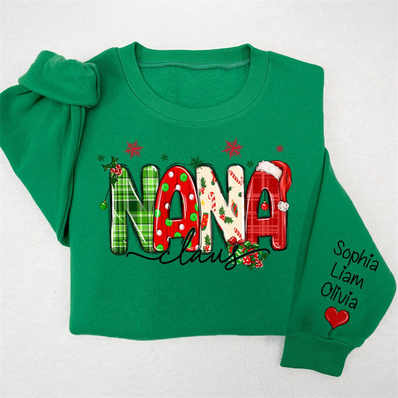 Aperturee - Plaid Nana And Kids Claus Custom Christmas Sweatshirt