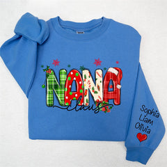 Aperturee - Plaid Nana And Kids Claus Custom Christmas Sweatshirt