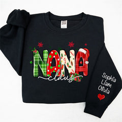 Aperturee - Plaid Nana And Kids Claus Custom Christmas Sweatshirt