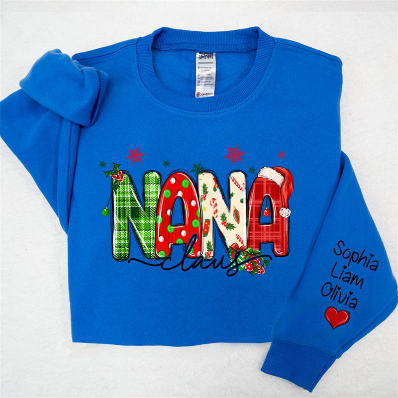 Aperturee - Plaid Nana And Kids Claus Custom Christmas Sweatshirt