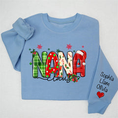 Aperturee - Plaid Nana And Kids Claus Custom Christmas Sweatshirt