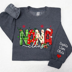 Aperturee - Plaid Nana And Kids Claus Custom Christmas Sweatshirt