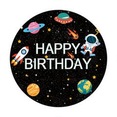 Aperturee - Planet And Astronaut Round Birthday Backdrop