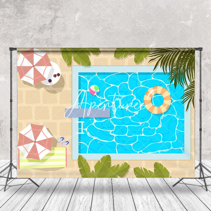 Aperturee - Plant Leaves Swimming Pool Summer Photo Backdrop