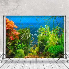 Aperturee - Plant Orange Floral Fish Tank Landscaping Backdrop