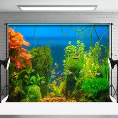 Aperturee - Plant Orange Floral Fish Tank Landscaping Backdrop