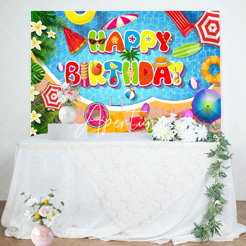 Aperturee - Plumeria Cute Summer Things Pool Birthday Backdrop