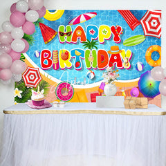 Aperturee - Plumeria Cute Summer Things Pool Birthday Backdrop