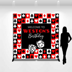 Aperturee - Poker Dice Black Red White Custom Birthday Backdrop