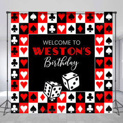 Aperturee - Poker Dice Black Red White Custom Birthday Backdrop