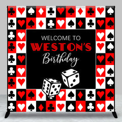 Aperturee - Poker Dice Black Red White Custom Birthday Backdrop