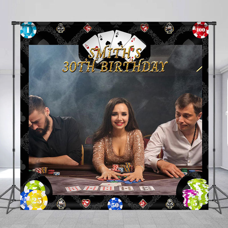 Aperturee - Poker Face Custom 30th Birthday Backdrop With Photo