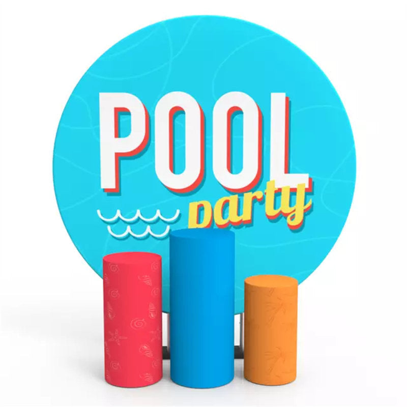 Aperturee Pool Party Blue Simple Round Backdrop Kit For Kids