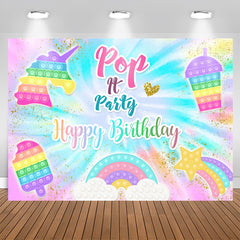 Aperturee - POP It Glitter And Colorful Rainbow Birthday Backdrop