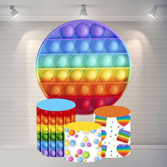 Aperturee Pop It Theme Circle Happy Birthday Backdrop For Party