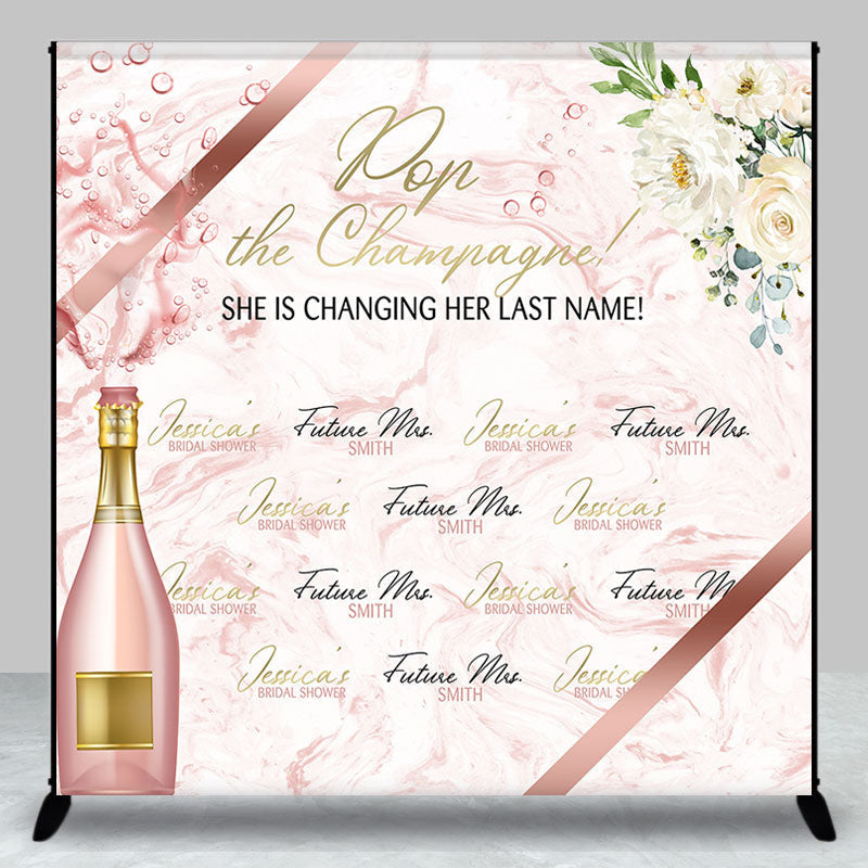 Aperturee - Pop The Champagne Custom Bridal Shower Repeat Backdrop