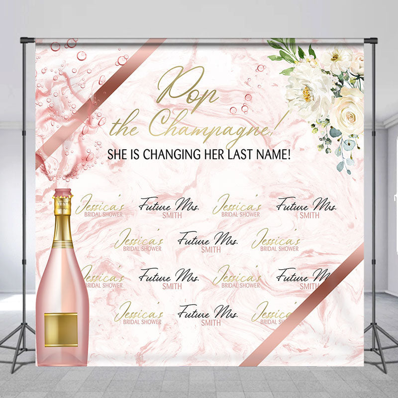 Aperturee - Pop The Champagne Custom Bridal Shower Repeat Backdrop