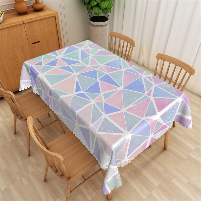 Aperturee - Posh Colorful Geometric Triangle Pattern Tablecloth