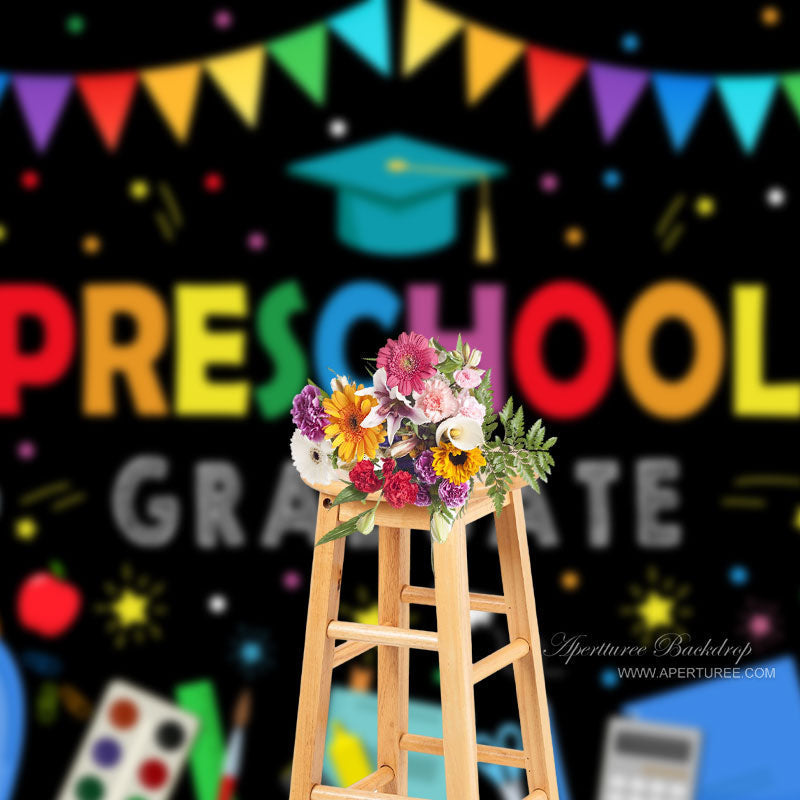 Aperturee - Preschool Sationeries Black Grad Backdrop For Photo