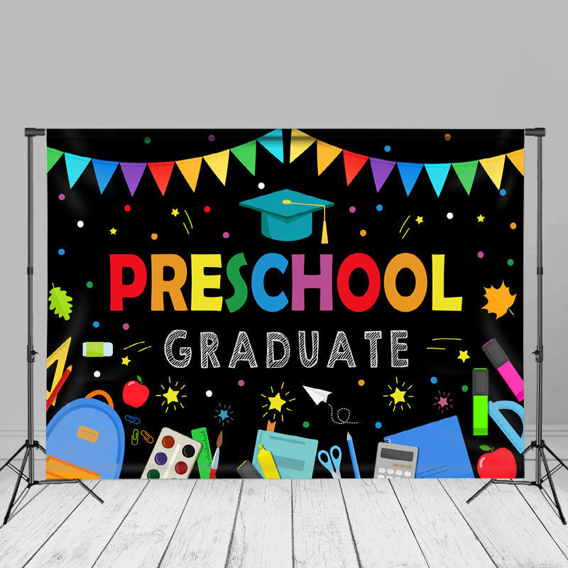 Aperturee - Preschool Sationeries Black Grad Backdrop For Photo