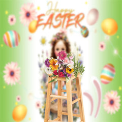 Aperturee - Pretty Girl Floral Eggs Photography Easter Backdrop