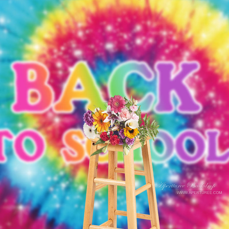 Aperturee - Pretty Rainbow Swirl Back To School Backdrop For Photo