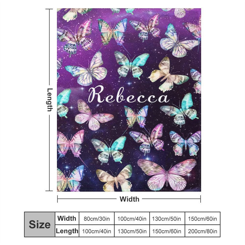 Lofaris Pretty Variant Butterflies Stars Purple Custom Blanket