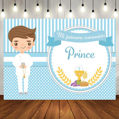 Aperturee - Prince Blue Stripe And Dots Boys Baptism Backdrop