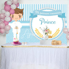 Aperturee - Prince Blue Stripe And Dots Boys Baptism Backdrop