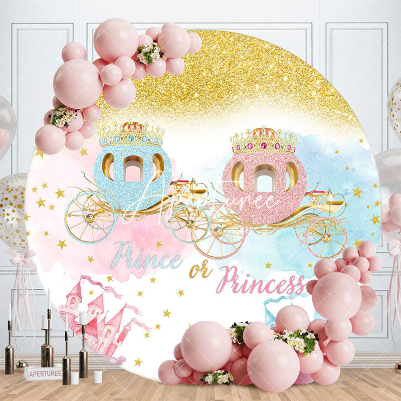 Aperturee Prince Princess Carriage Round Baby Shower Backdrop