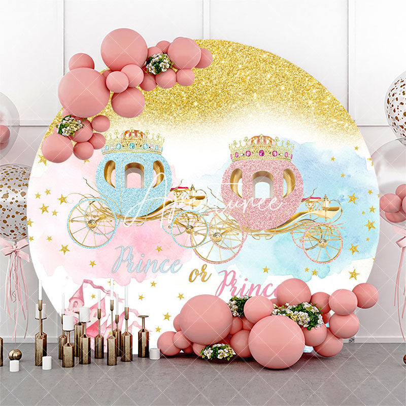 Aperturee Prince Princess Carriage Round Baby Shower Backdrop