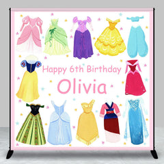 Aperturee - Princess Dress Custom Name 6th Birthday Backdrop