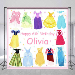 Aperturee - Princess Dress Custom Name 6th Birthday Backdrop