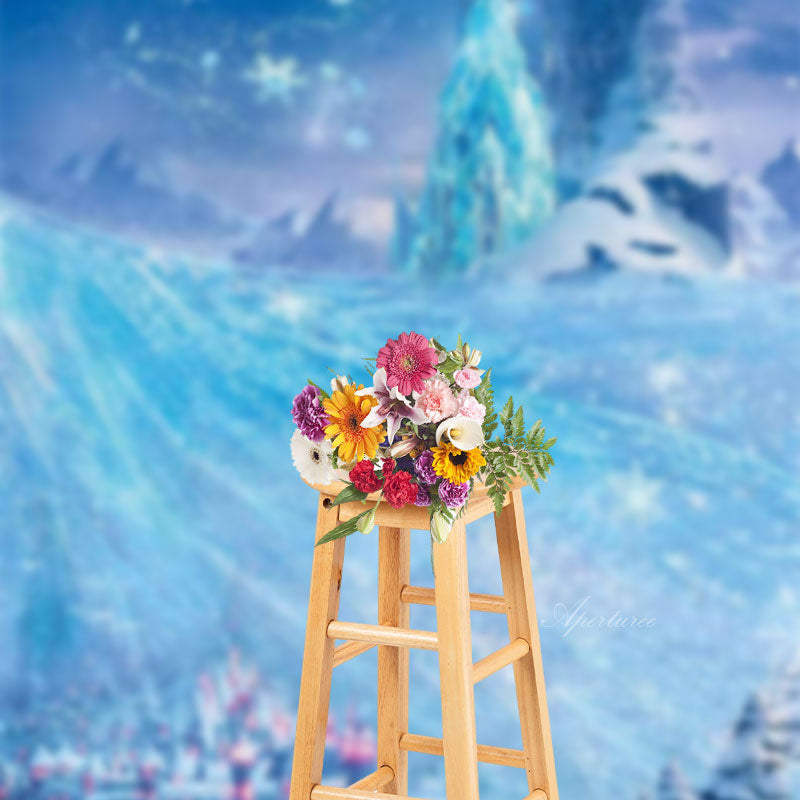 Aperturee - Princess Ice Kingdom Crystal Town Party Backdrop