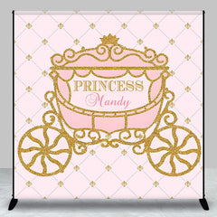 Aperturee - Princess Pink Gold Carriage Custom Birthday Backdrop