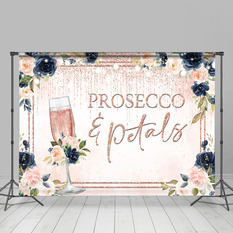 Aperturee - Prosecco Petals Pink Floral Bridal Shower Backdrop