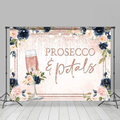 Aperturee - Prosecco Petals Pink Floral Bridal Shower Backdrop