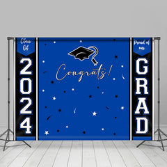 Aperturee - Proud Of Our Grad Blue Black Graduation Backdrop